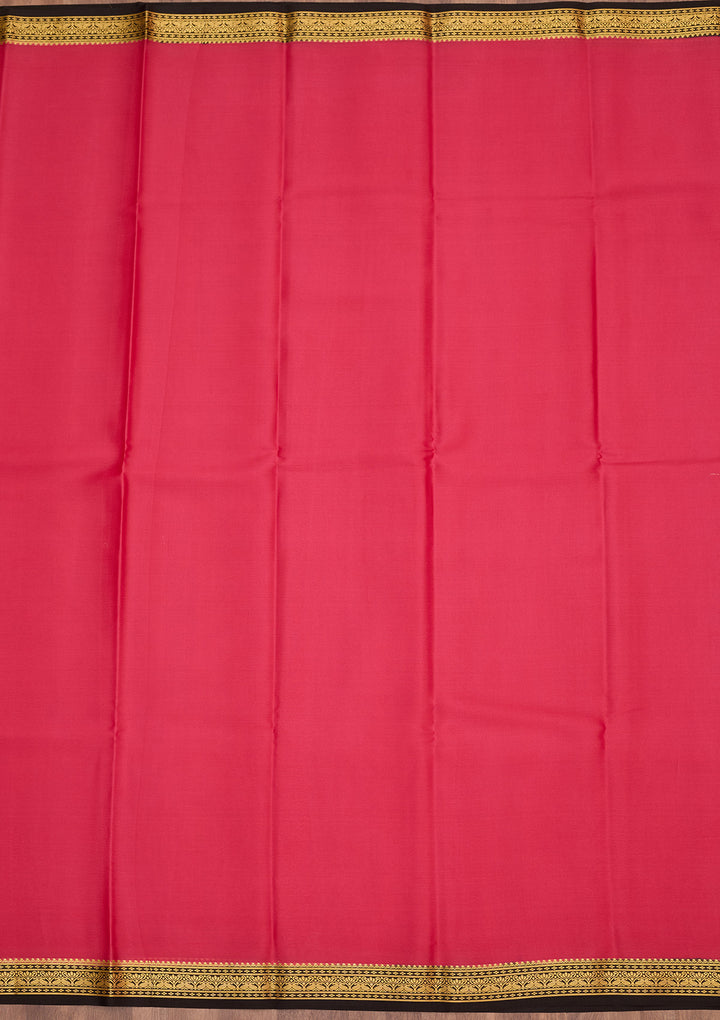 Rani Pink Zariwork Pure Crepe Silk Saree