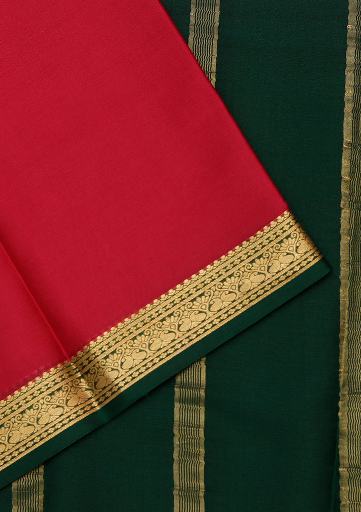 Rani Pink Zariwork Pure Crepe Silk Saree