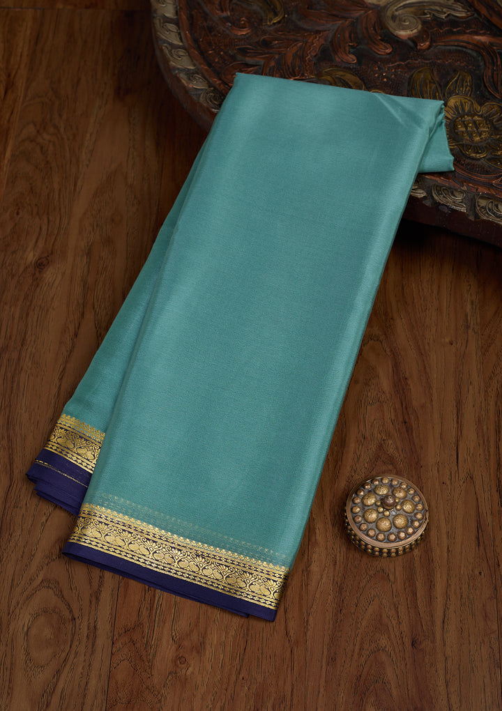Sea Green Zariwork Pure Crepe Silk Saree