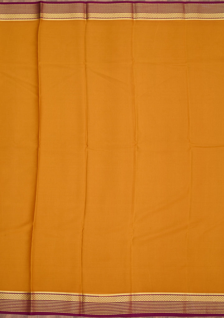Mustard Zariwork Pure Crepe Silk Saree