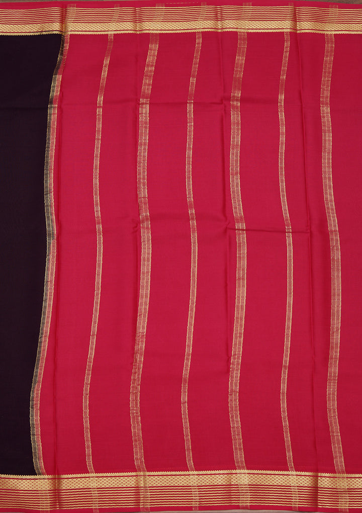 Navy Blue Zariwork Pure Crepe Silk Saree