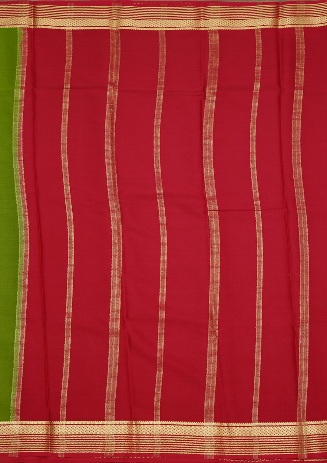 Parrot Green Zariwork Pure Crepe Silk Saree