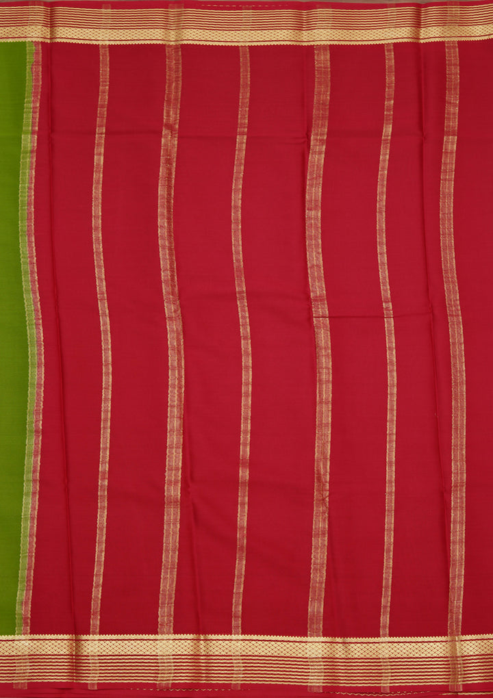 Parrot Green Zariwork Pure Crepe Silk Saree