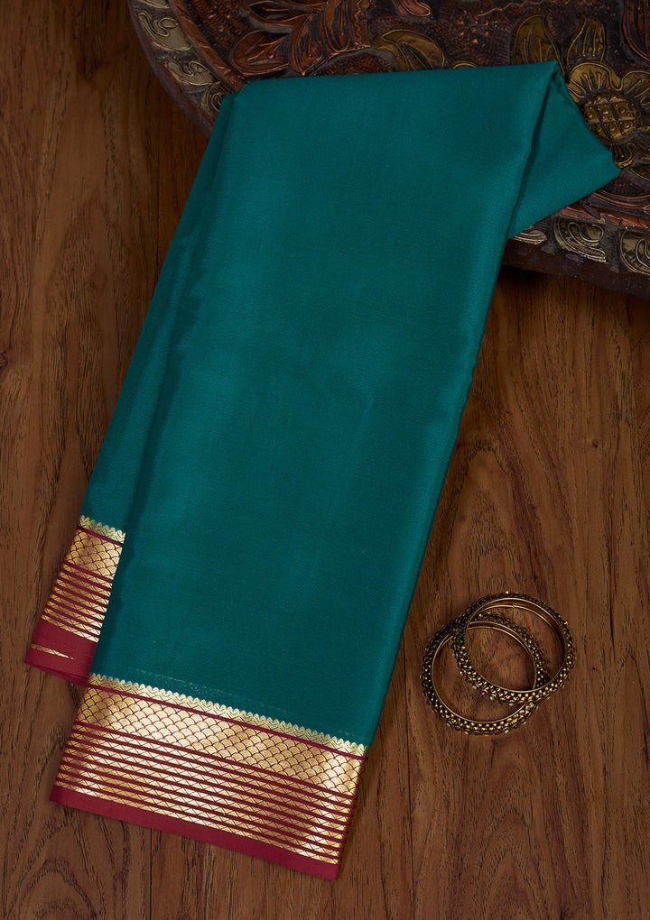 Peacock Blue Zariwork Pure Crepe Silk Saree