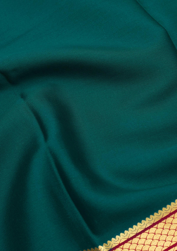 Peacock Blue Zariwork Pure Crepe Silk Saree