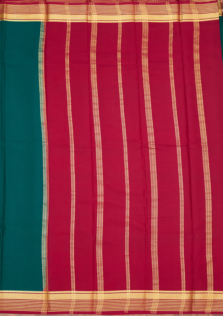 Peacock Blue Zariwork Pure Crepe Silk Saree