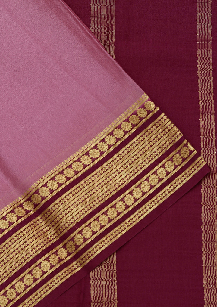 Onion Pink Zariwork Pure Crepe Silk Saree