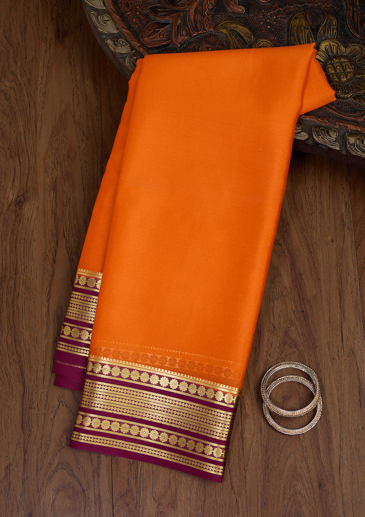 Orange Zariwork Pure Crepe Silk Saree