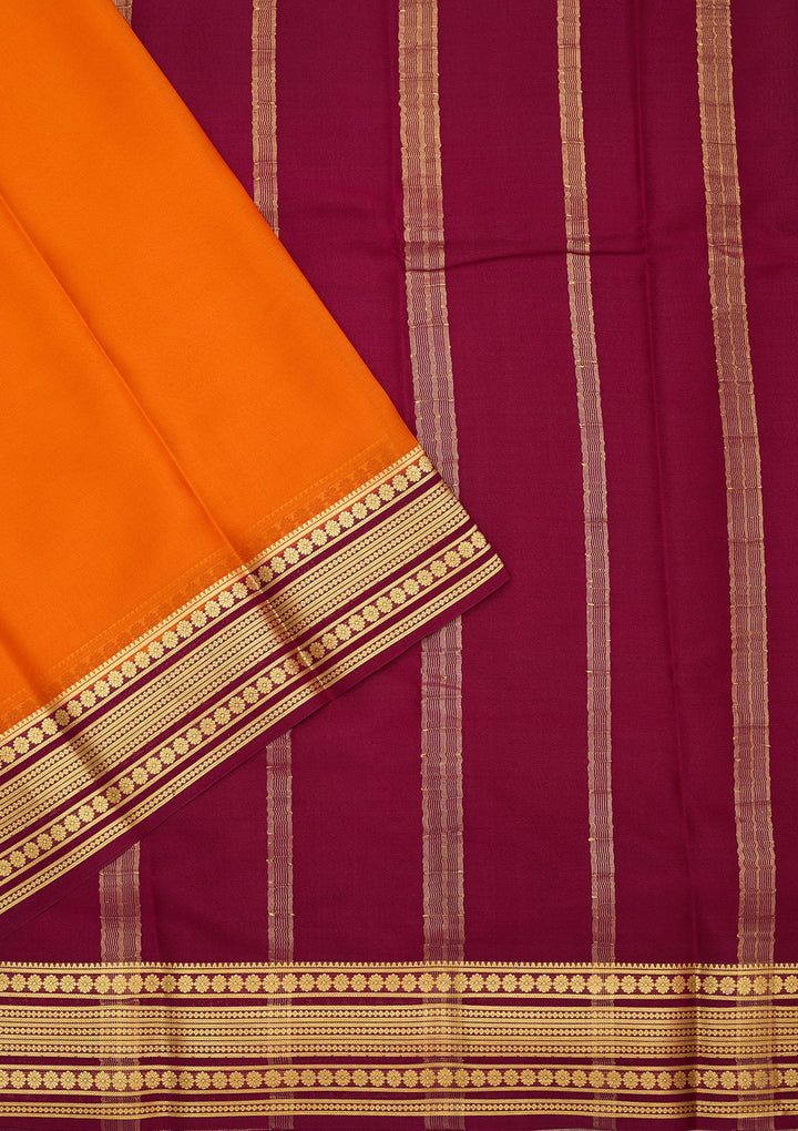 Orange Zariwork Pure Crepe Silk Saree