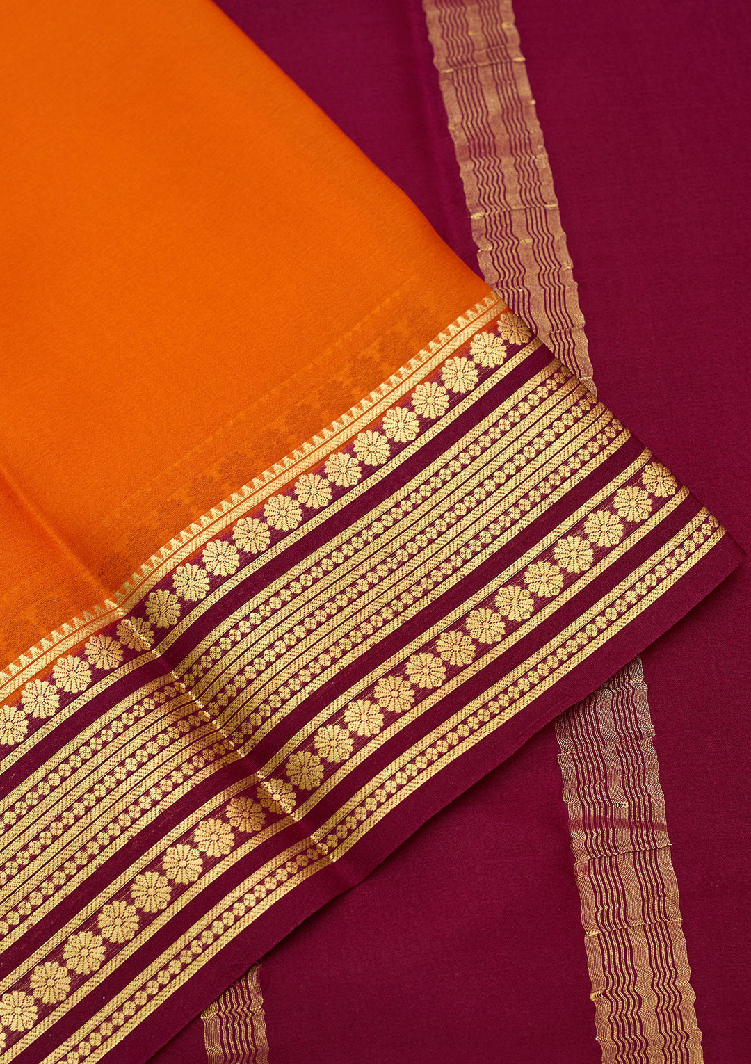 Orange Zariwork Pure Crepe Silk Saree
