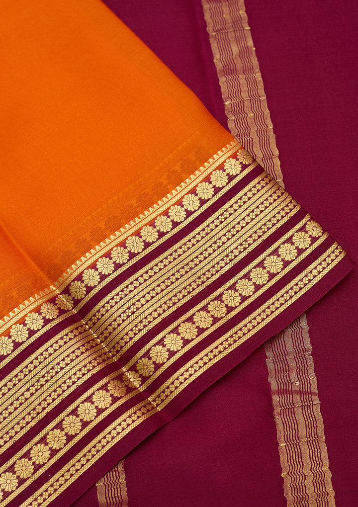 Orange Zariwork Pure Crepe Silk Saree