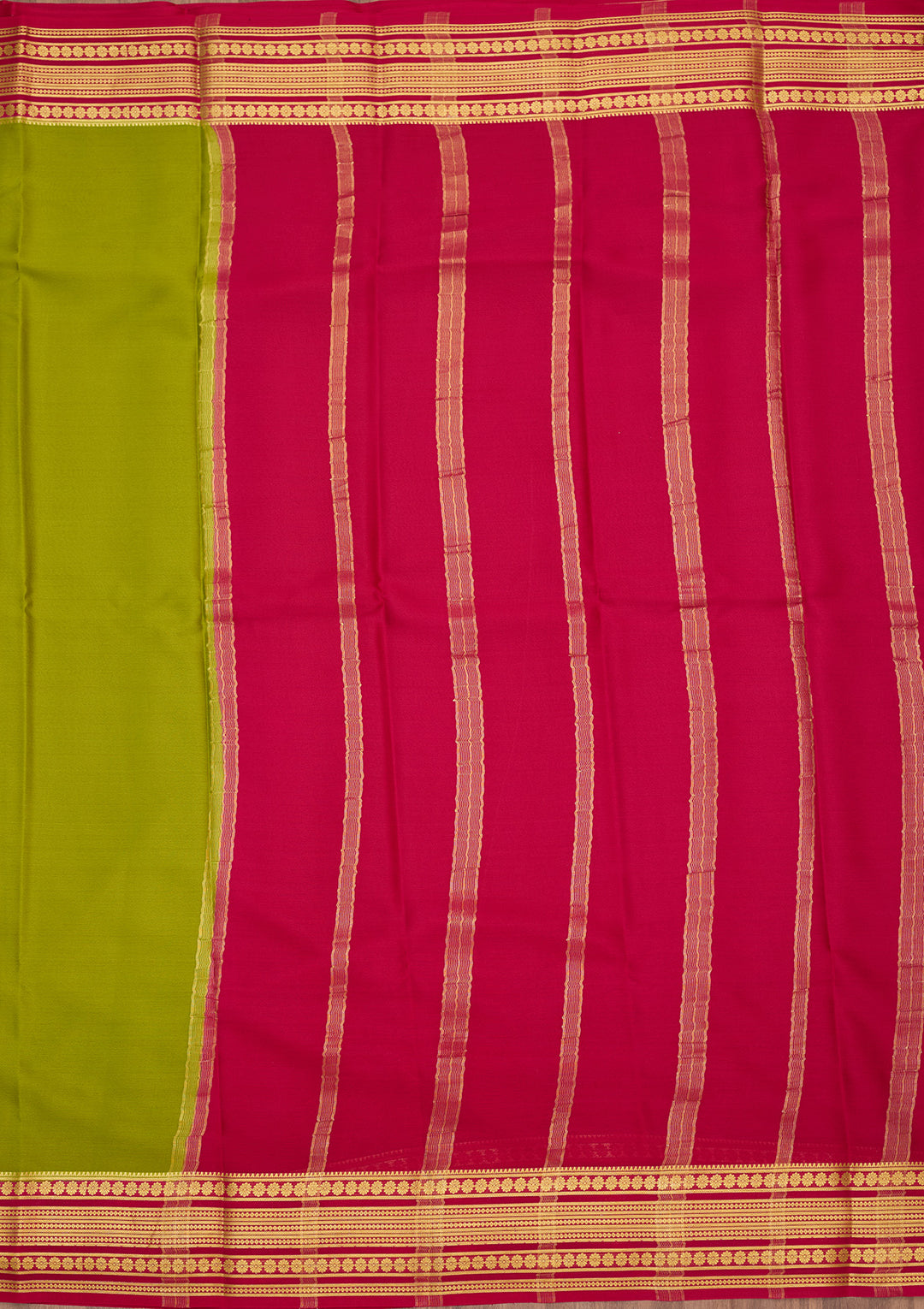 Parrot Green Zariwork Pure Crepe Silk Saree
