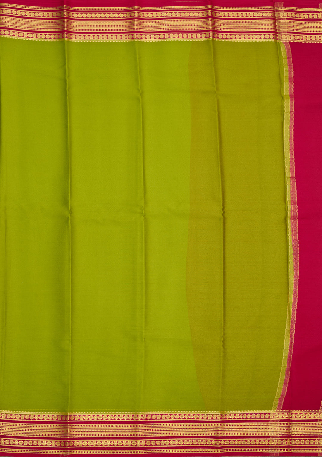 Parrot Green Zariwork Pure Crepe Silk Saree