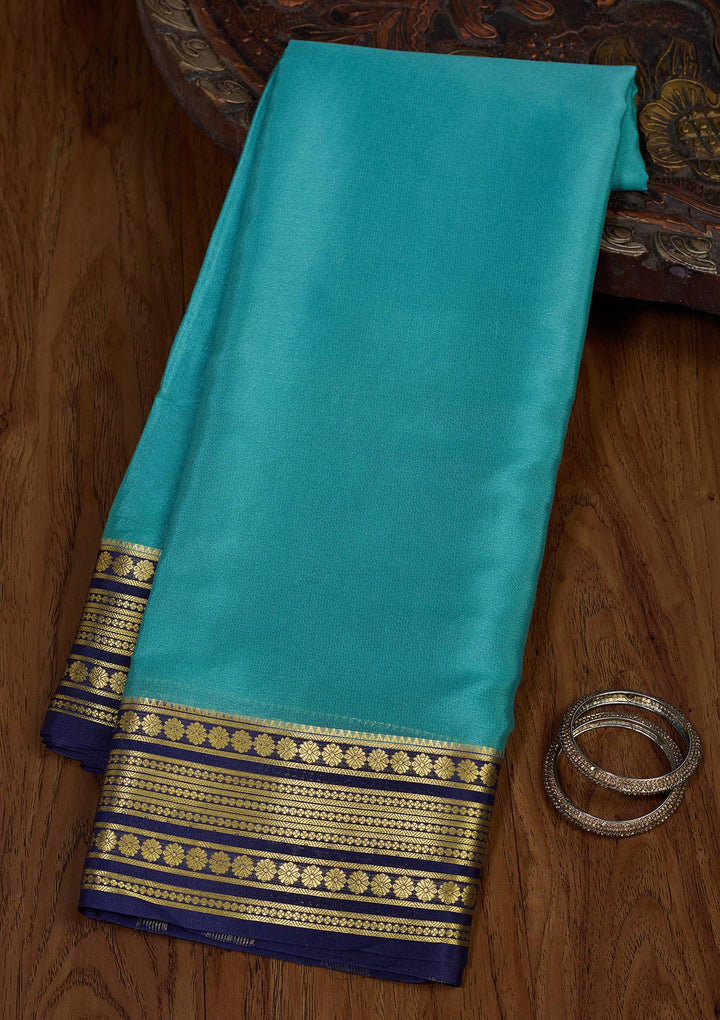 Sky Blue Zariwork Pure Crepe Silk Saree