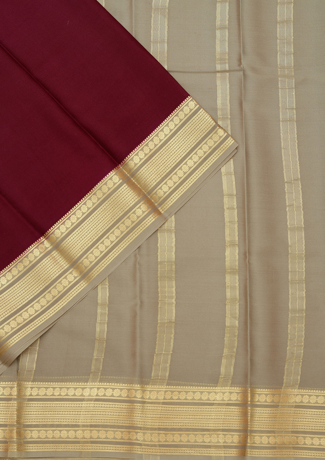 Wine Zariwork Pure Crepe Silk Saree