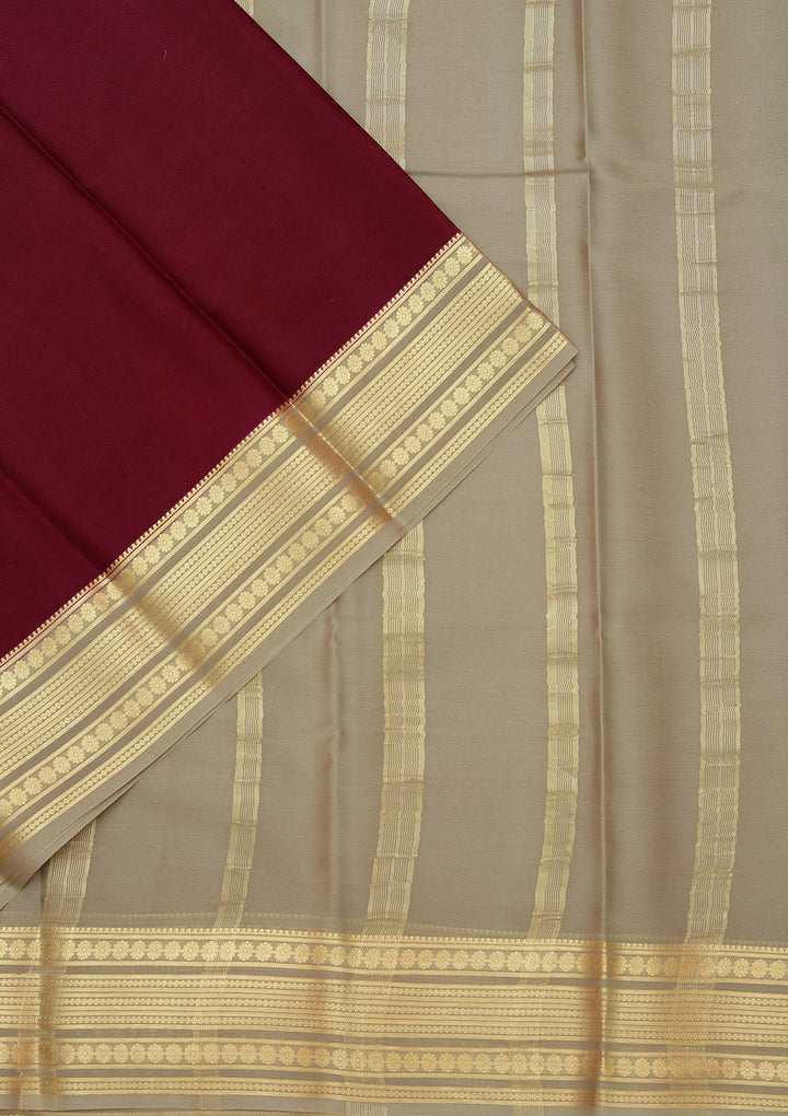 Wine Zariwork Pure Crepe Silk Saree