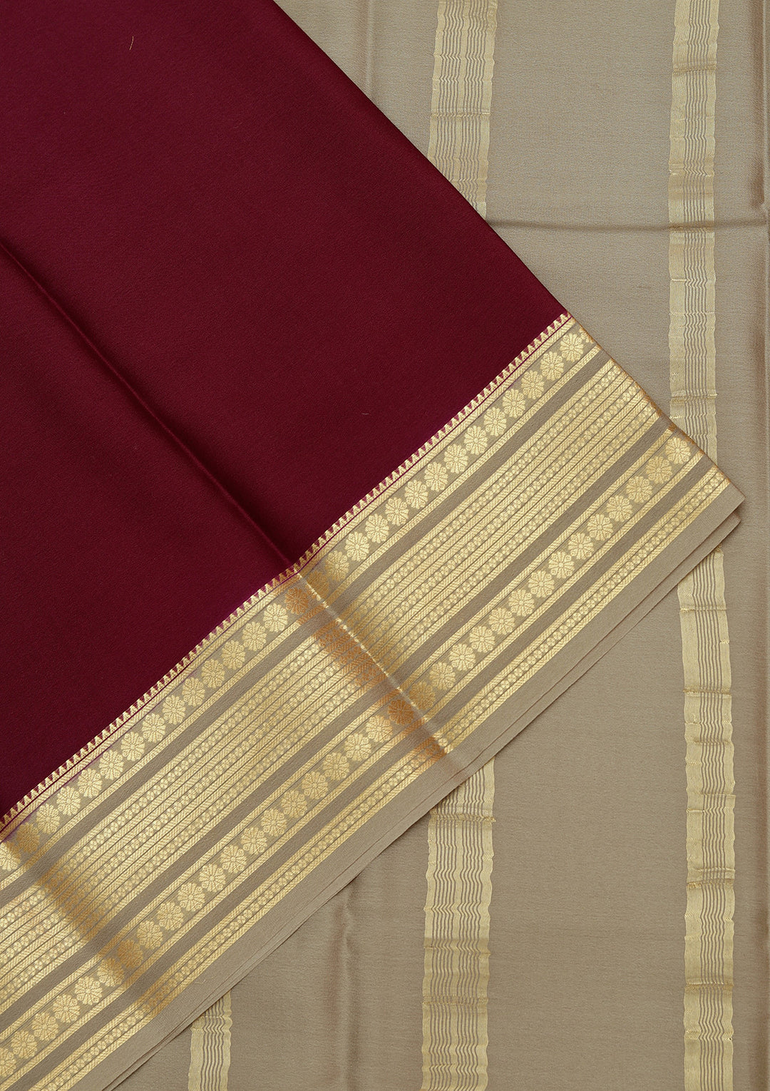 Wine Zariwork Pure Crepe Silk Saree