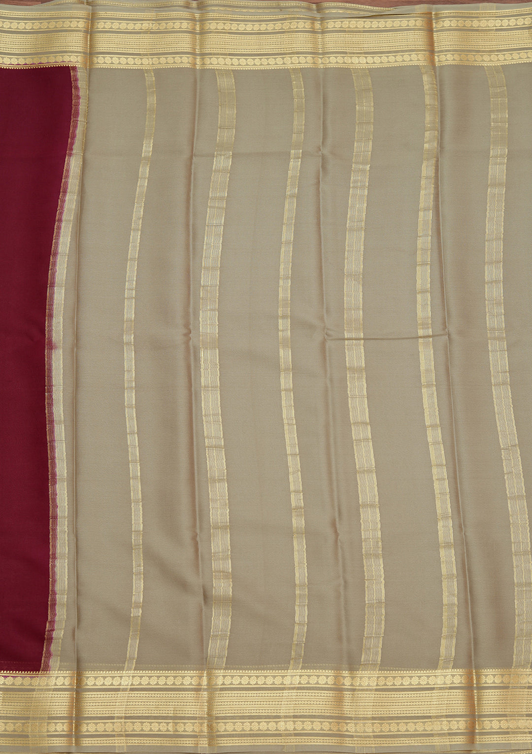 Wine Zariwork Pure Crepe Silk Saree