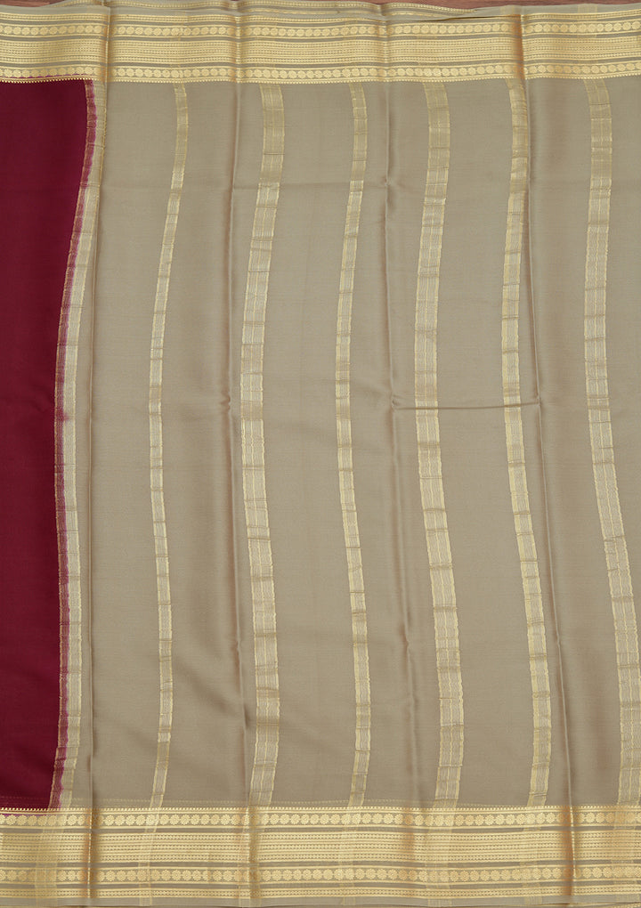 Wine Zariwork Pure Crepe Silk Saree