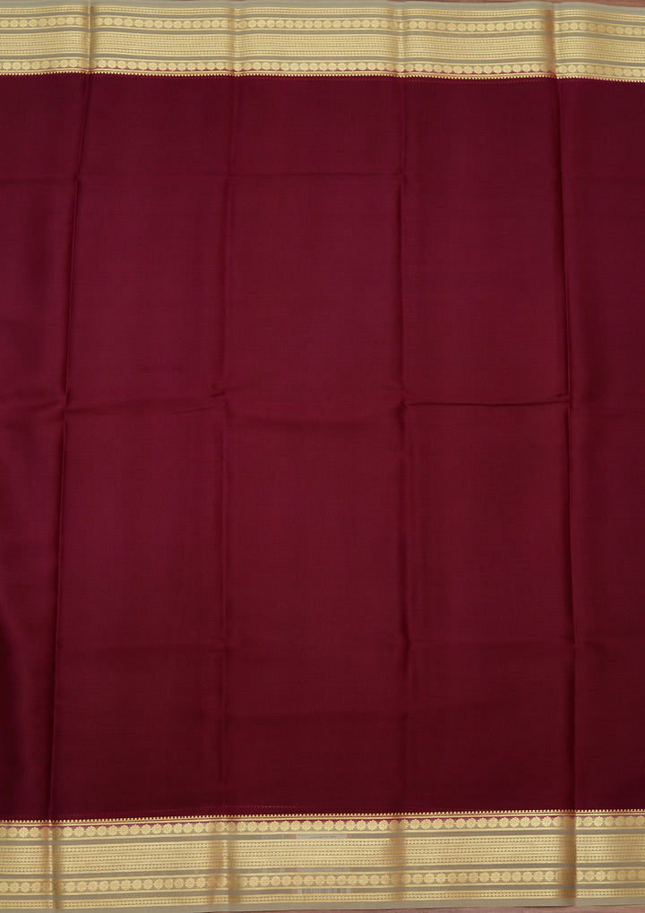 Wine Zariwork Pure Crepe Silk Saree