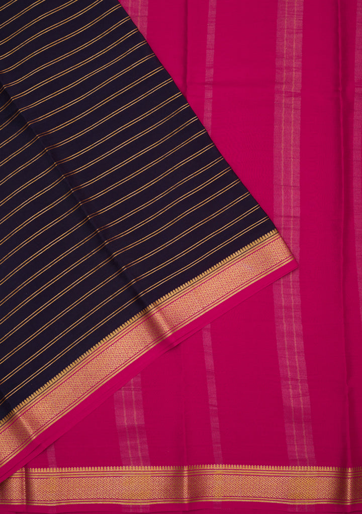 Navy Blue Zariwork Pure Crepe Silk Saree