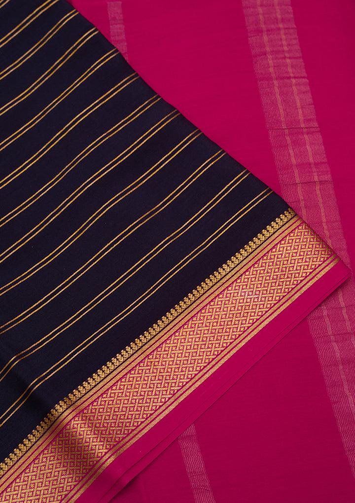 Navy Blue Zariwork Pure Crepe Silk Saree
