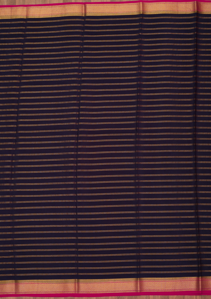 Navy Blue Zariwork Pure Crepe Silk Saree