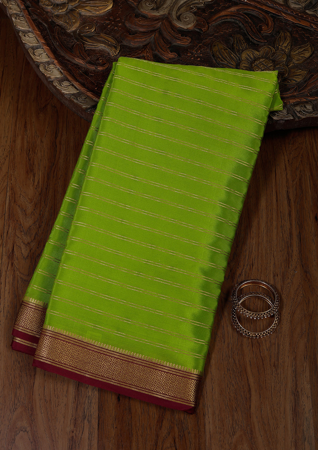 Wine Zariwork Pure Crepe Silk Saree