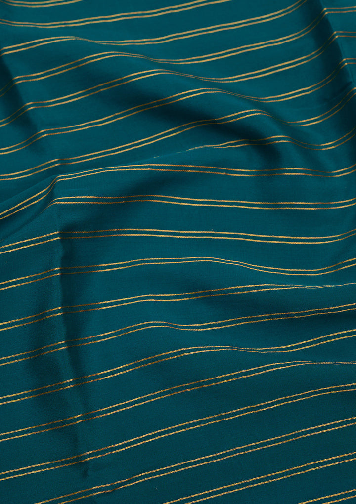 Peacock Green Zariwork Pure Crepe Silk Saree