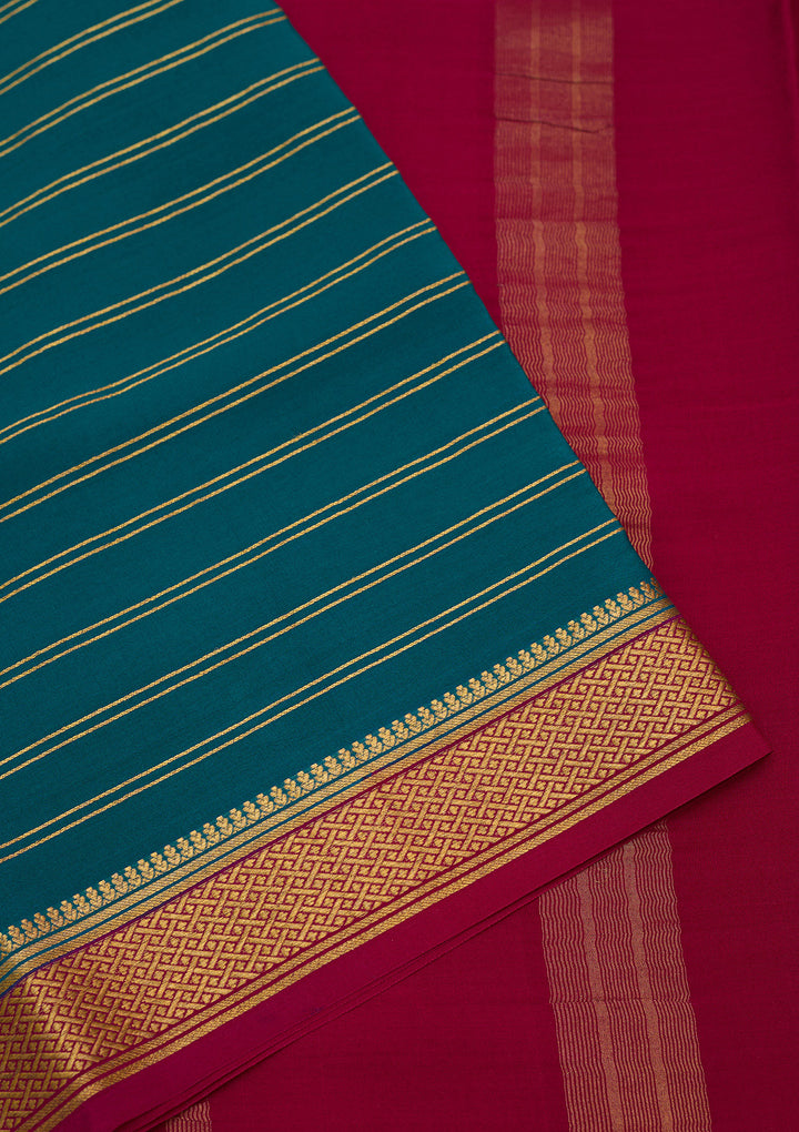 Peacock Green Zariwork Pure Crepe Silk Saree