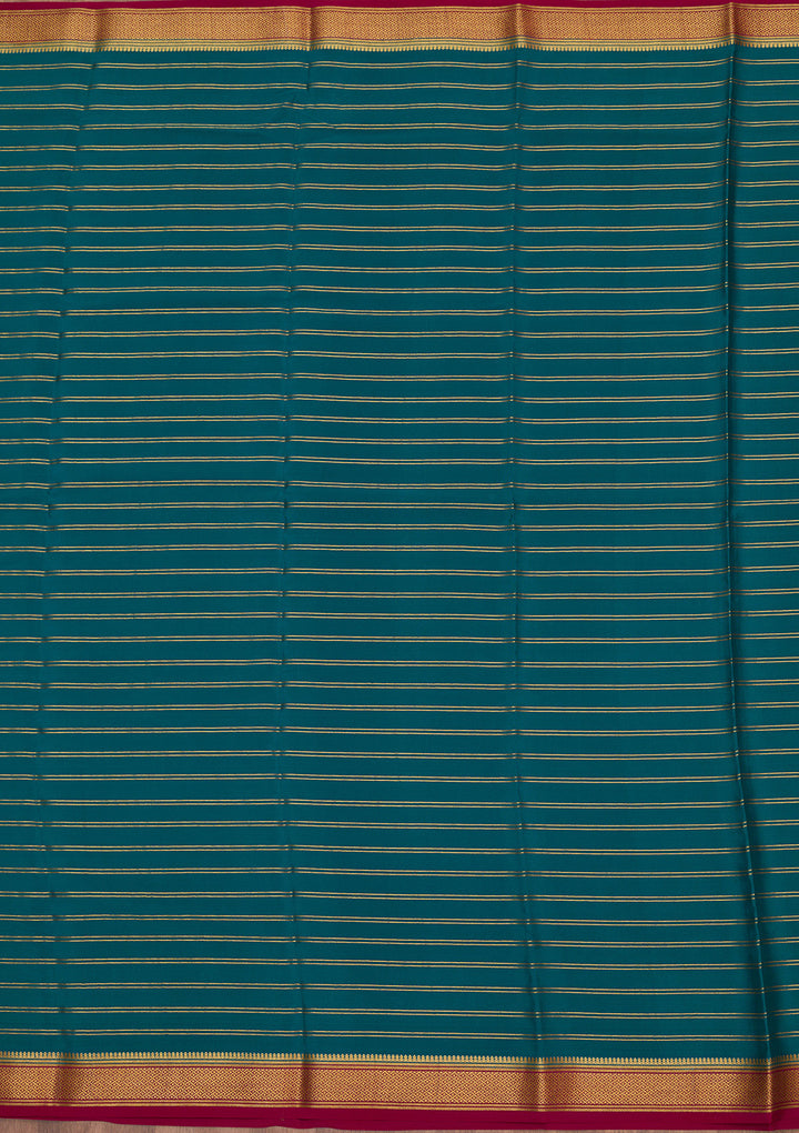 Peacock Green Zariwork Pure Crepe Silk Saree
