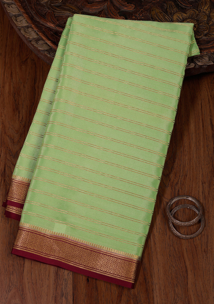 Pista Green Zariwork Pure Crepe Silk_Saree