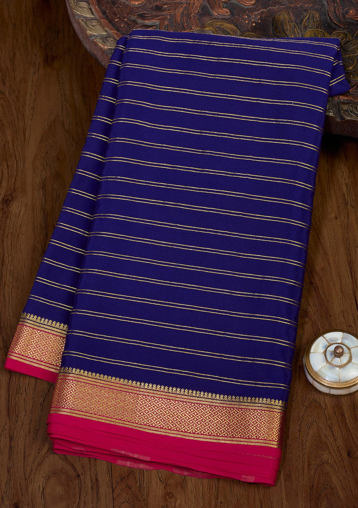 Royal Blue Zariwork Pure Crepe Silk Saree
