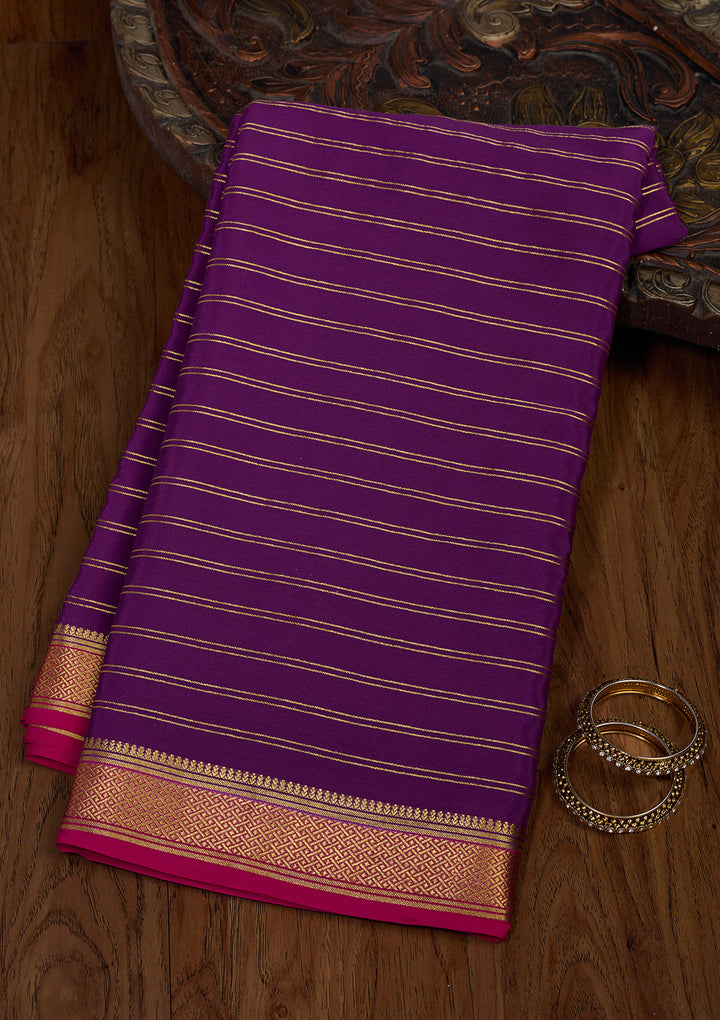 Wine Zariwork Pure Crepe Silk Saree