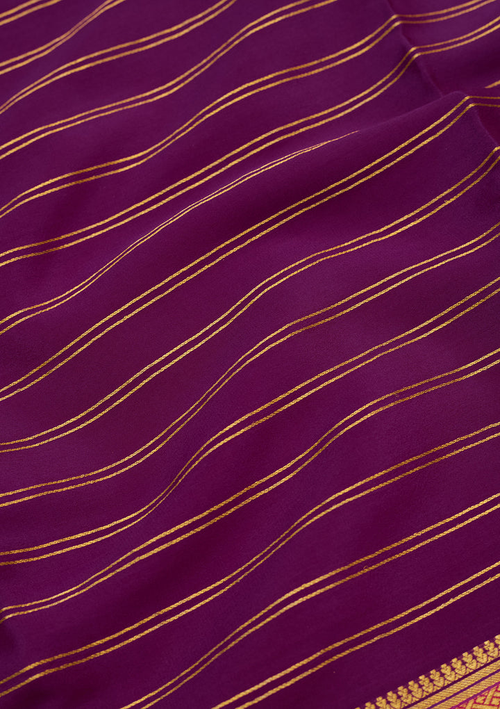 Wine Zariwork Pure Crepe Silk Saree