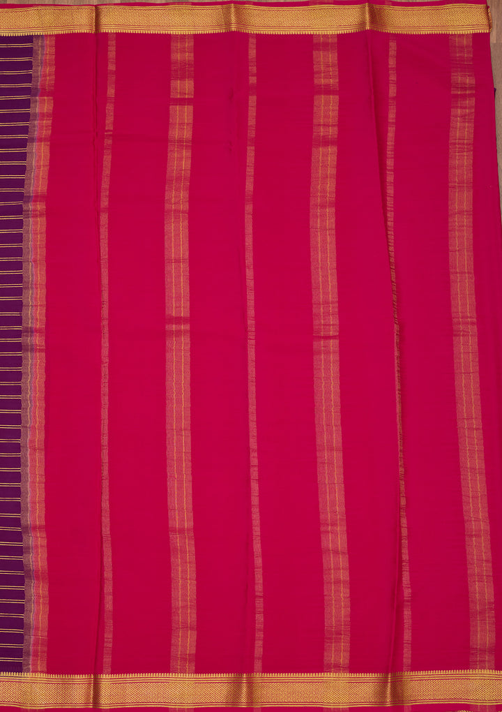 Wine Zariwork Pure Crepe Silk Saree