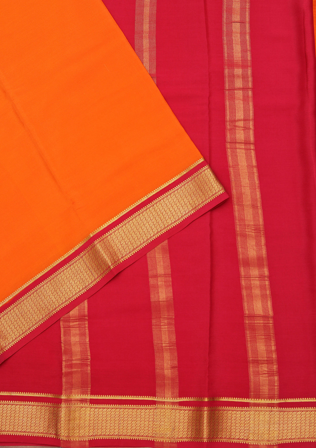 Orange Zariwork Pure Crepe Silk Saree