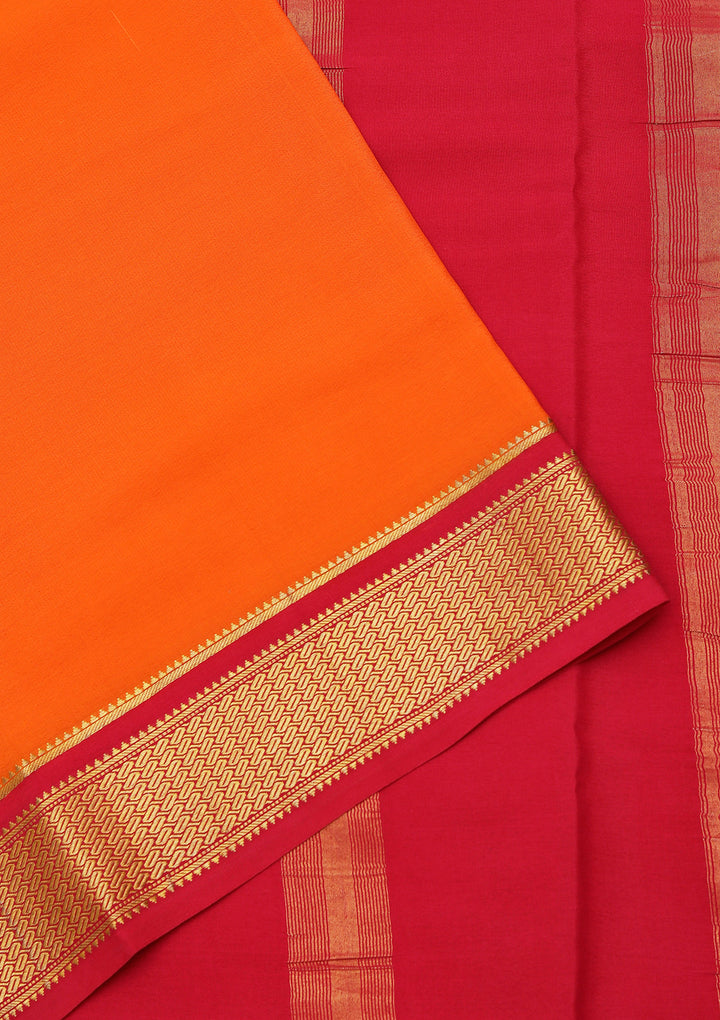 Orange Zariwork Pure Crepe Silk Saree