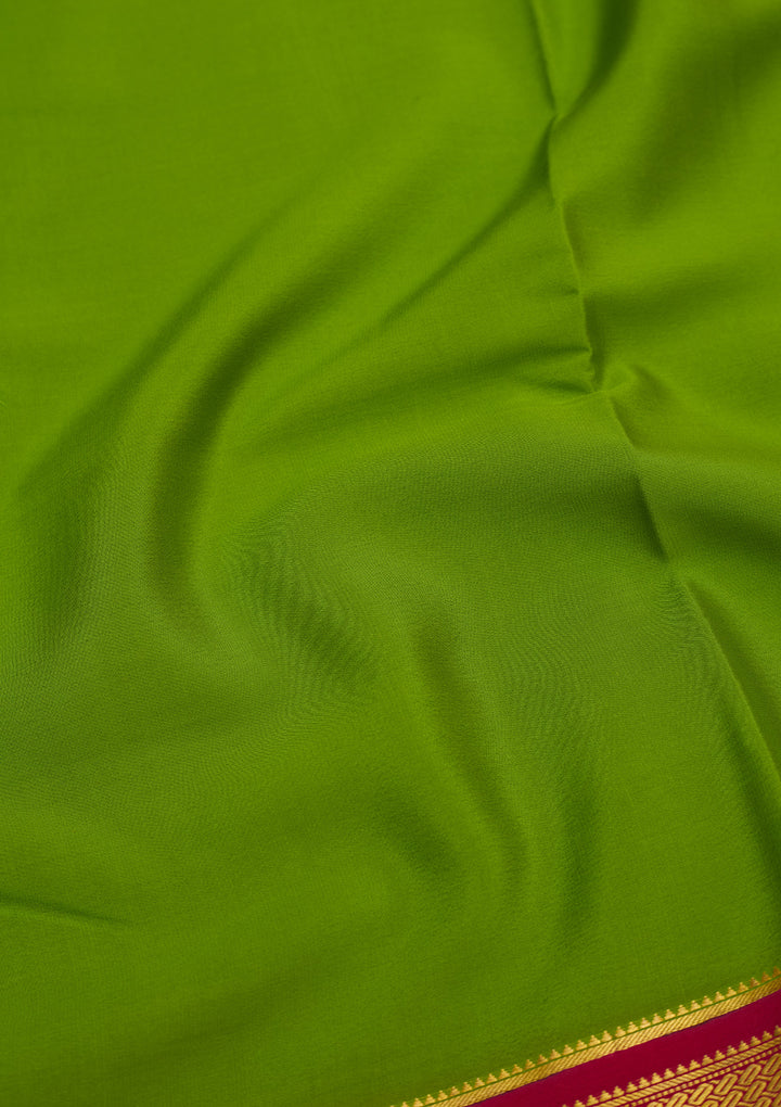 Parrot Green Zariwork Pure Crepe Silk Saree