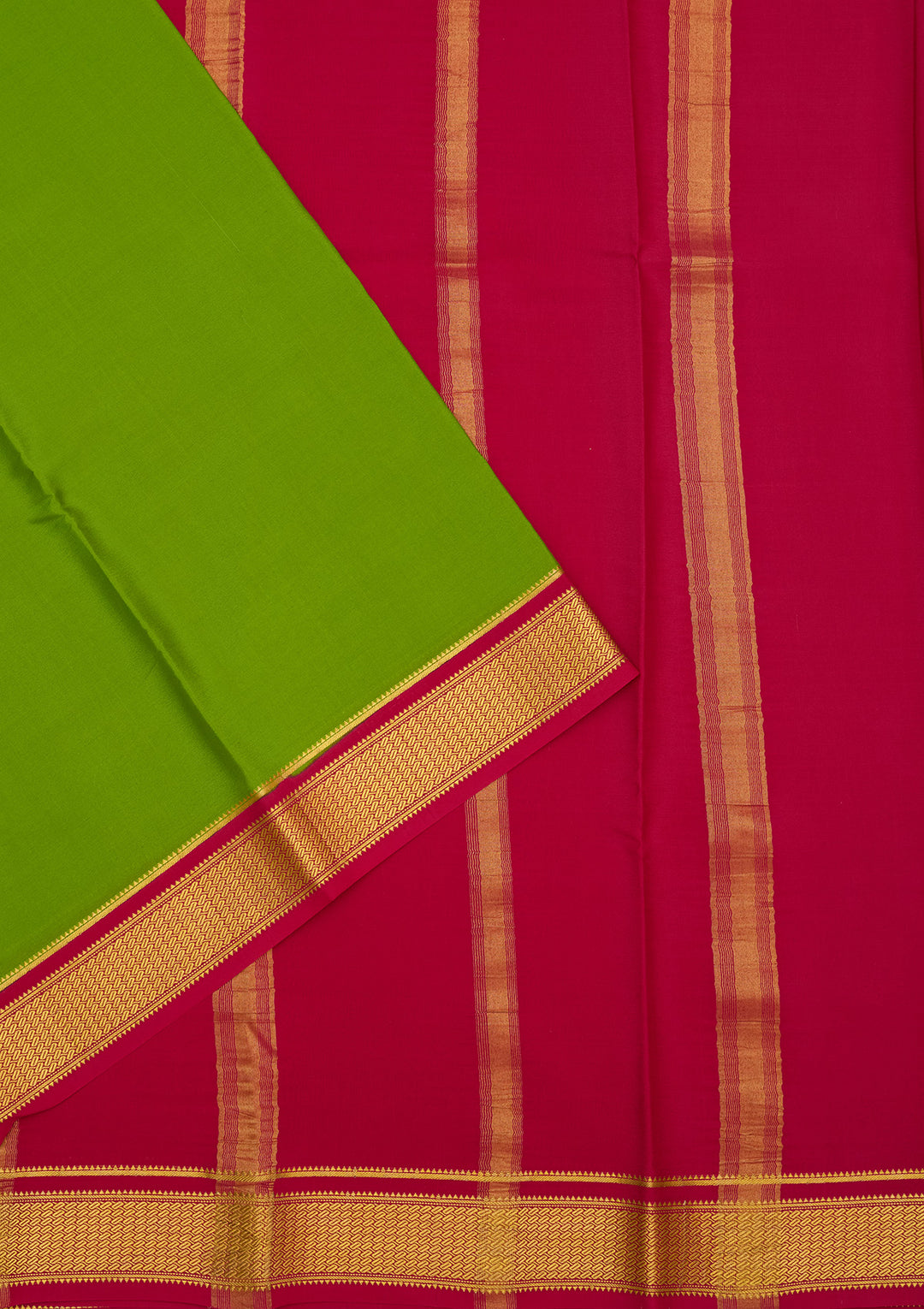 Parrot Green Zariwork Pure Crepe Silk Saree