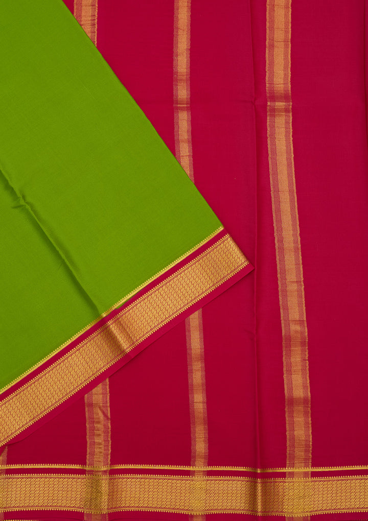 Parrot Green Zariwork Pure Crepe Silk Saree