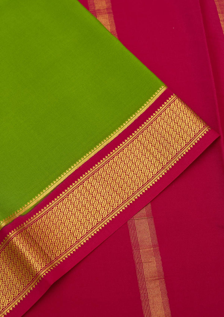 Parrot Green Zariwork Pure Crepe Silk Saree