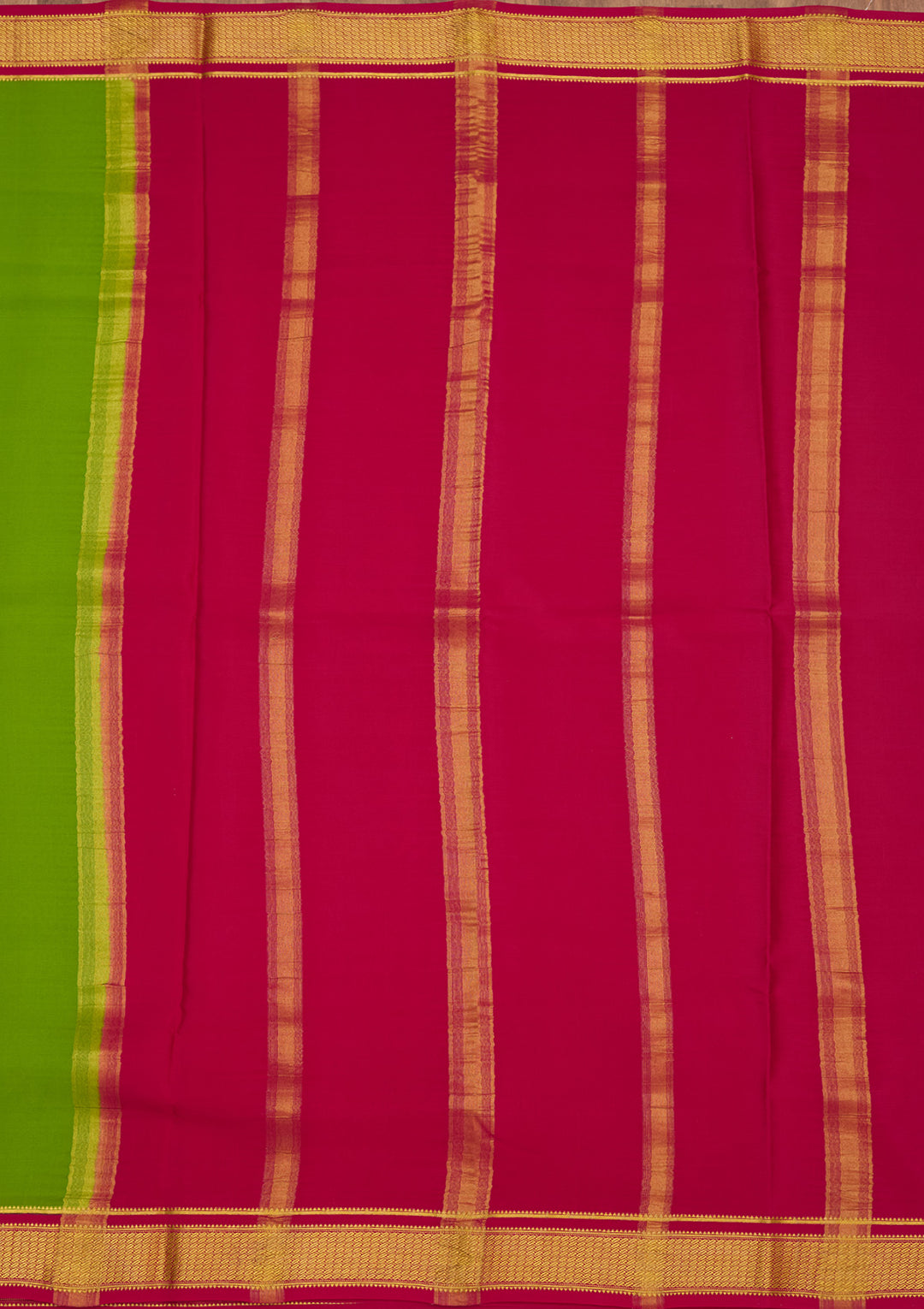 Parrot Green Zariwork Pure Crepe Silk Saree