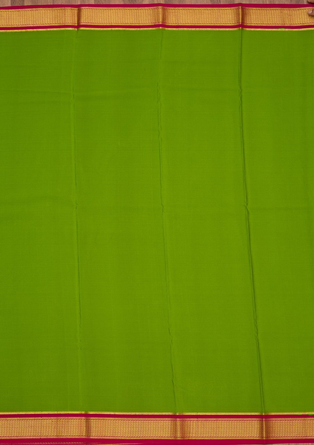 Parrot Green Zariwork Pure Crepe Silk Saree