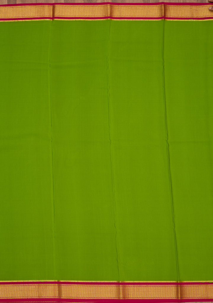Parrot Green Zariwork Pure Crepe Silk Saree