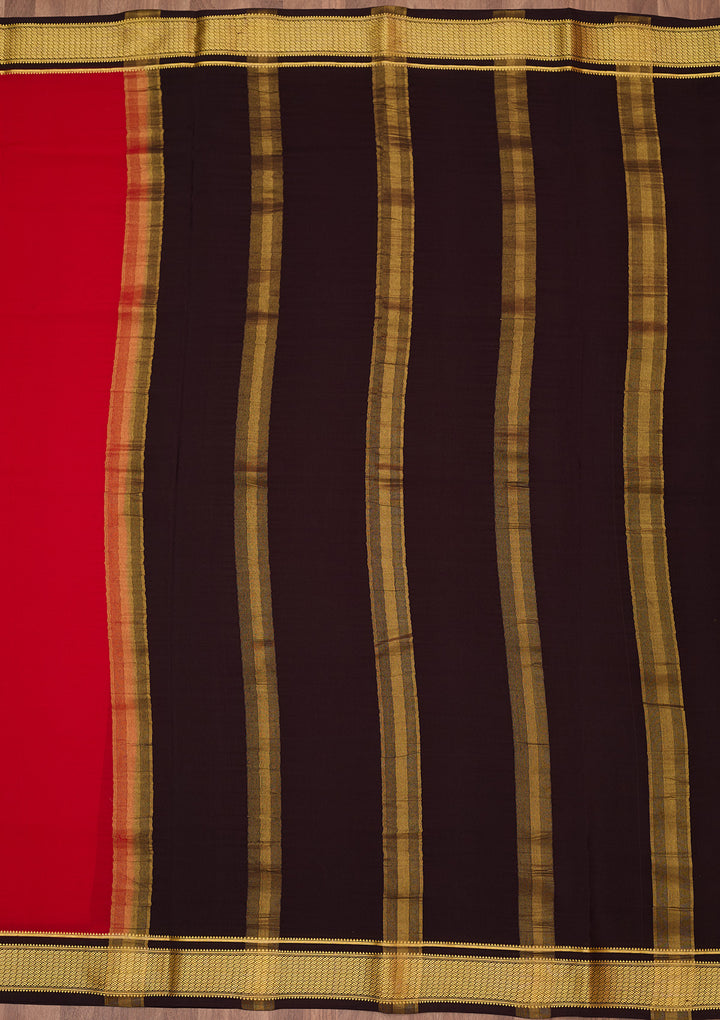Red Zariwork Pure Crepe Silk Saree