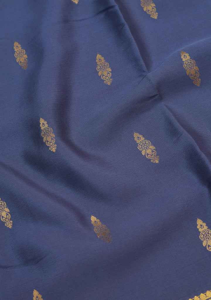 Blue Zariwork Pure Crepe Silk Saree