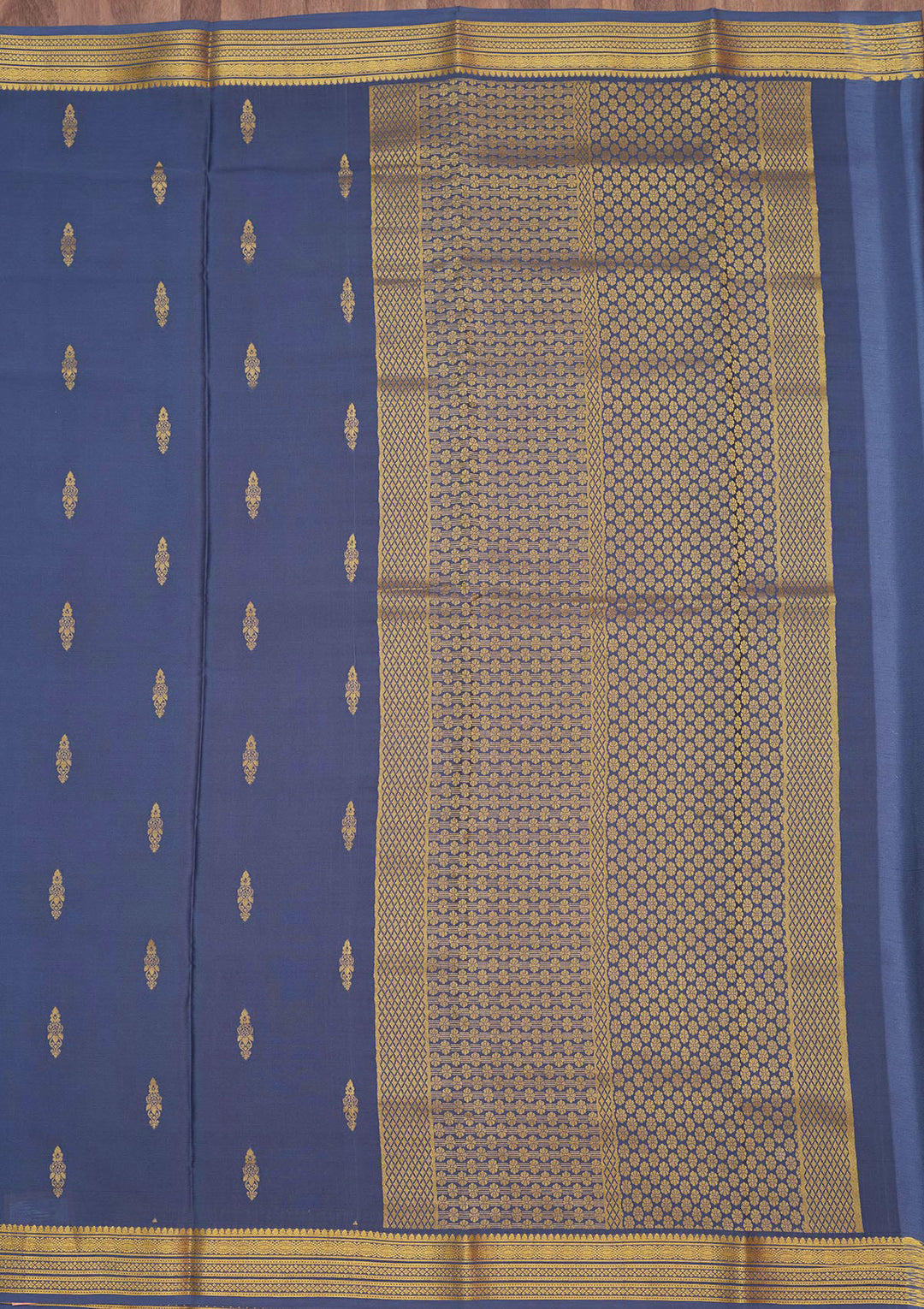 Blue Zariwork Pure Crepe Silk Saree