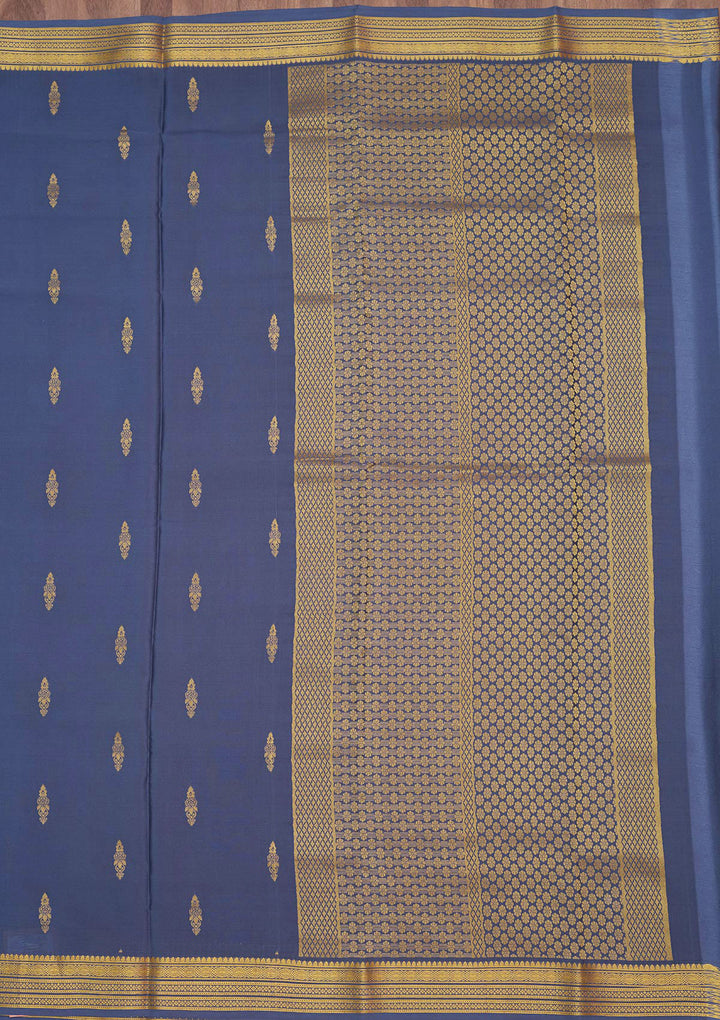 Blue Zariwork Pure Crepe Silk Saree