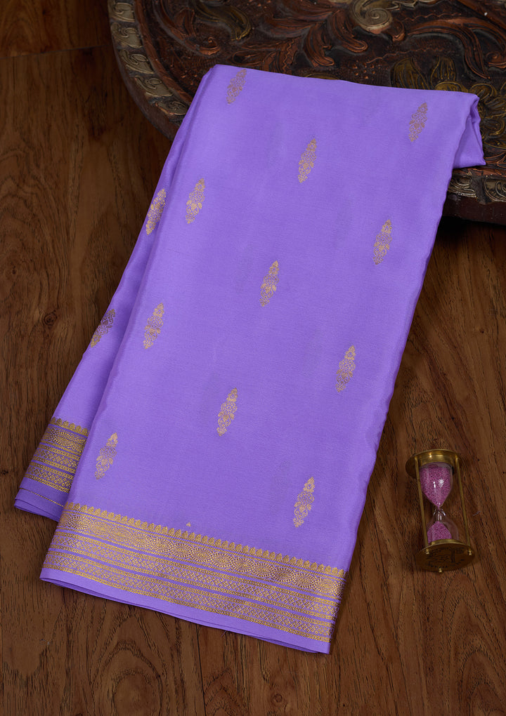 Lavender Zariwork Pure Crepe Silk Saree